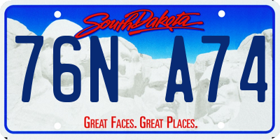 SD license plate 76NA74