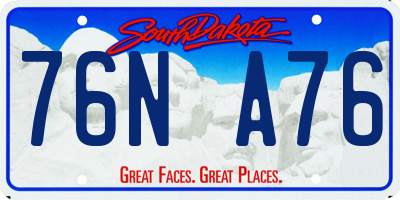 SD license plate 76NA76