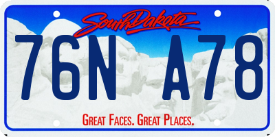 SD license plate 76NA78