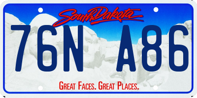 SD license plate 76NA86