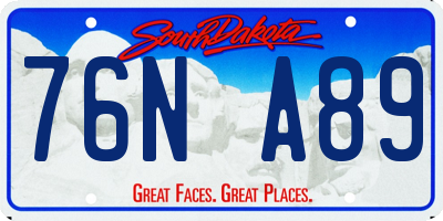 SD license plate 76NA89