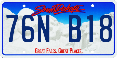 SD license plate 76NB18