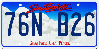 SD license plate 76NB26