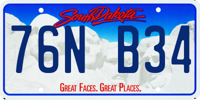 SD license plate 76NB34