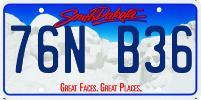 SD license plate 76NB36