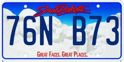 SD license plate 76NB73