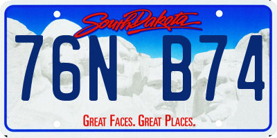 SD license plate 76NB74