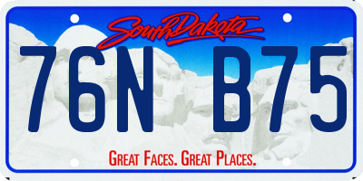 SD license plate 76NB75