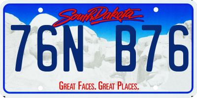 SD license plate 76NB76
