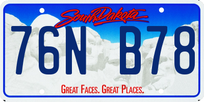 SD license plate 76NB78