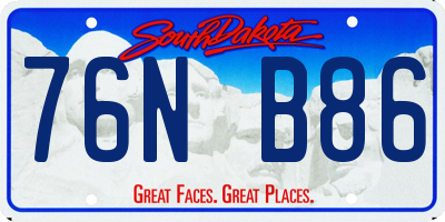 SD license plate 76NB86