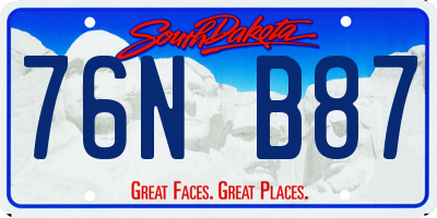 SD license plate 76NB87