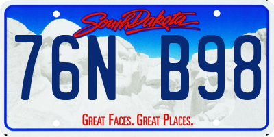 SD license plate 76NB98