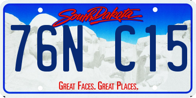 SD license plate 76NC15