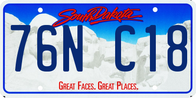 SD license plate 76NC18