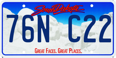 SD license plate 76NC22