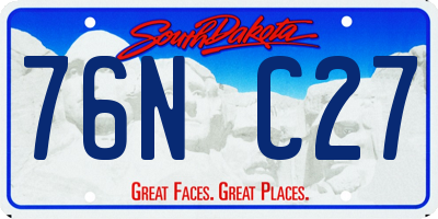 SD license plate 76NC27