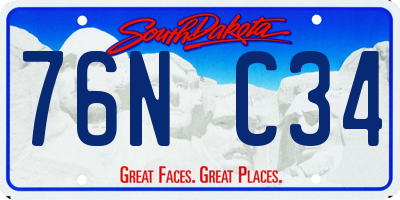 SD license plate 76NC34