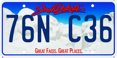 SD license plate 76NC36
