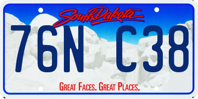 SD license plate 76NC38