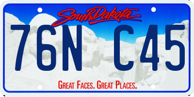 SD license plate 76NC45