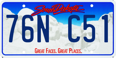 SD license plate 76NC51