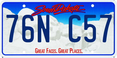 SD license plate 76NC57