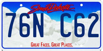 SD license plate 76NC62