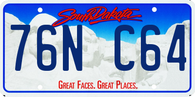 SD license plate 76NC64