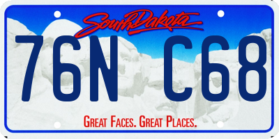 SD license plate 76NC68