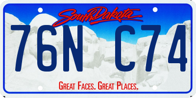 SD license plate 76NC74