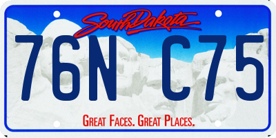 SD license plate 76NC75