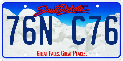 SD license plate 76NC76