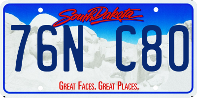 SD license plate 76NC80