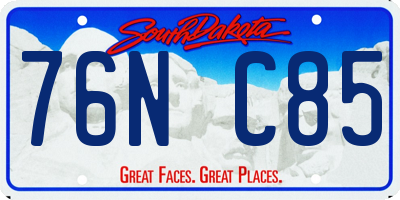 SD license plate 76NC85