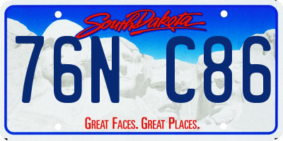 SD license plate 76NC86
