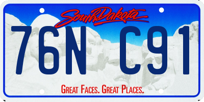 SD license plate 76NC91