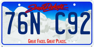 SD license plate 76NC92