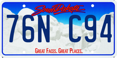 SD license plate 76NC94