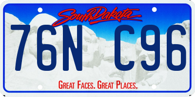 SD license plate 76NC96