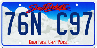 SD license plate 76NC97