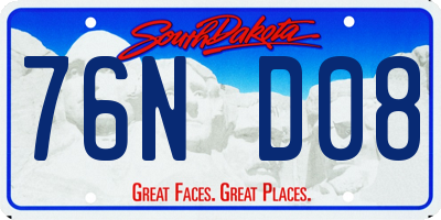SD license plate 76ND08