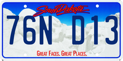 SD license plate 76ND13