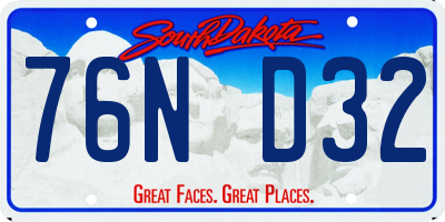 SD license plate 76ND32