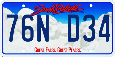 SD license plate 76ND34