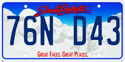 SD license plate 76ND43