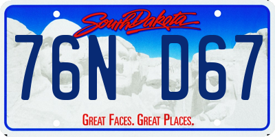SD license plate 76ND67