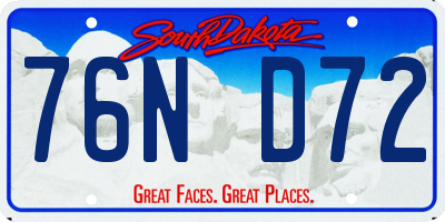 SD license plate 76ND72