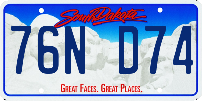 SD license plate 76ND74