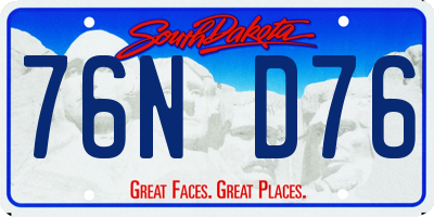 SD license plate 76ND76